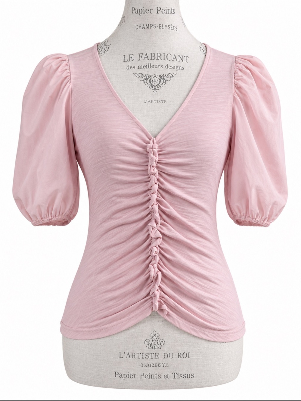 Nation LTD “Giada” Gathered Puff Sleeve Slub Cotton Top Extra Small In Peach EUC